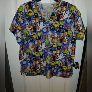 Peaches Uniforms Colorful Halloween Kids Button Down Shirt